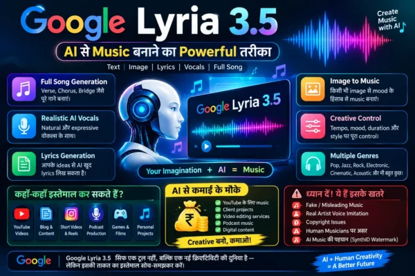Google Lyria 3.5 AI Music Generator के features और AI music generation