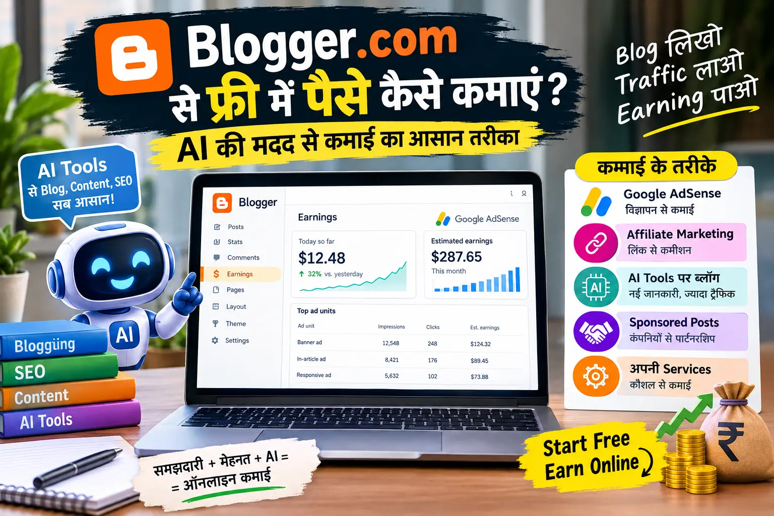 Blogger se free me kaise kamye