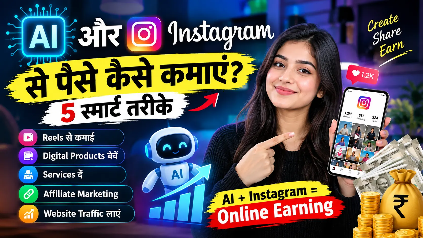 AI और Instagram की मदद से ऑनलाइन पैसे कमाने के 5 स्मार्ट तरीके