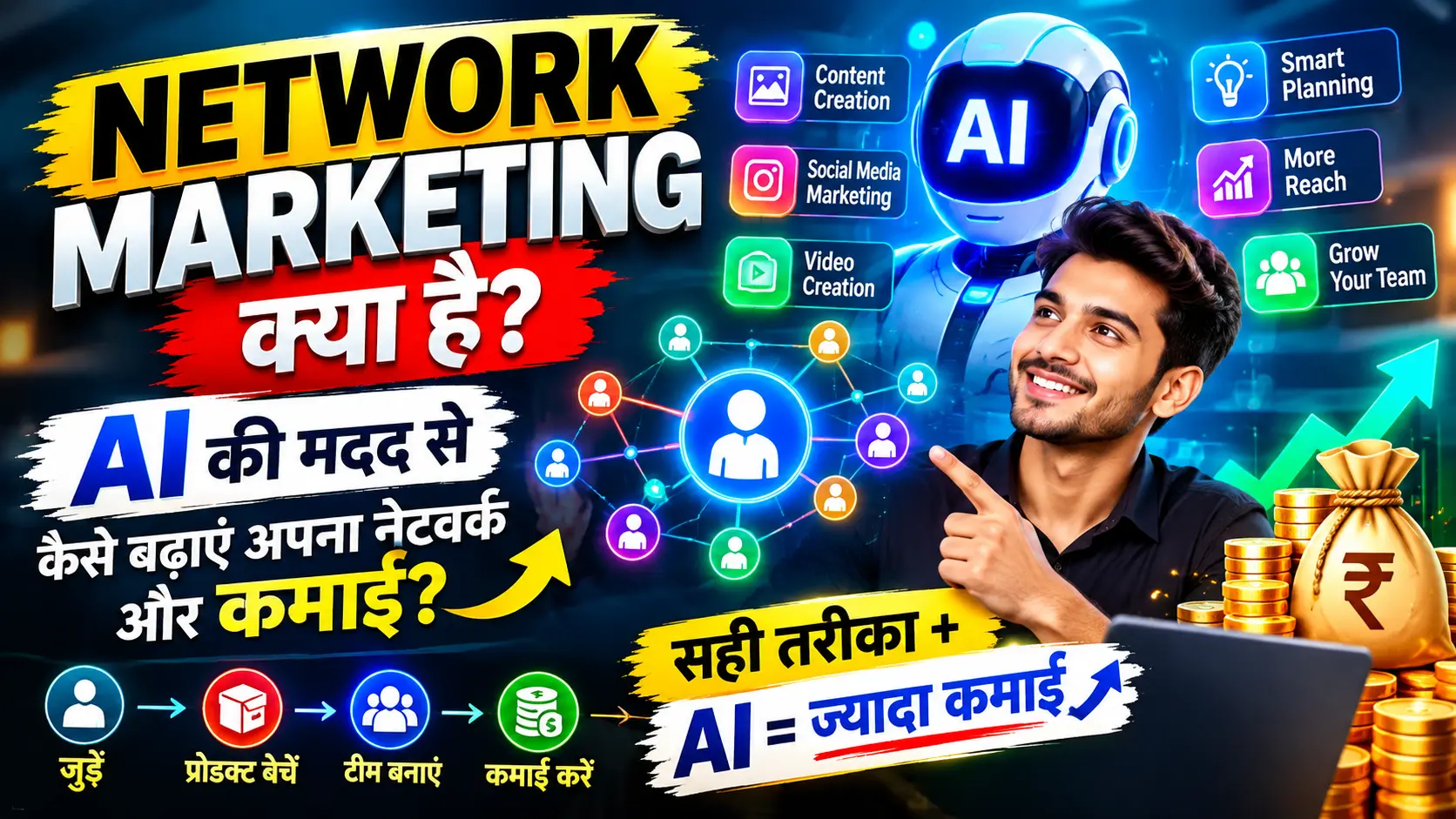 Network Marketing में AI की मदद से नेटवर्क बढ़ाने और कमाई करने का तरीका