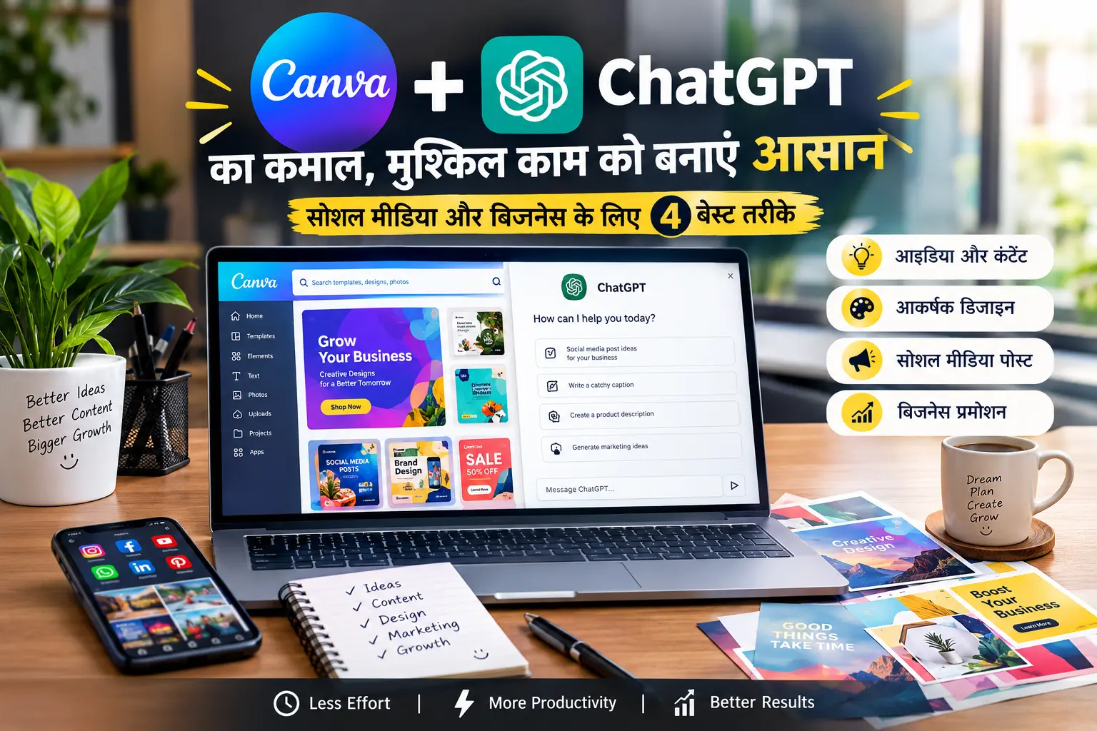 Canva और ChatGPT की मदद से सोशल मीडिया और बिजनेस का काम आसान करें