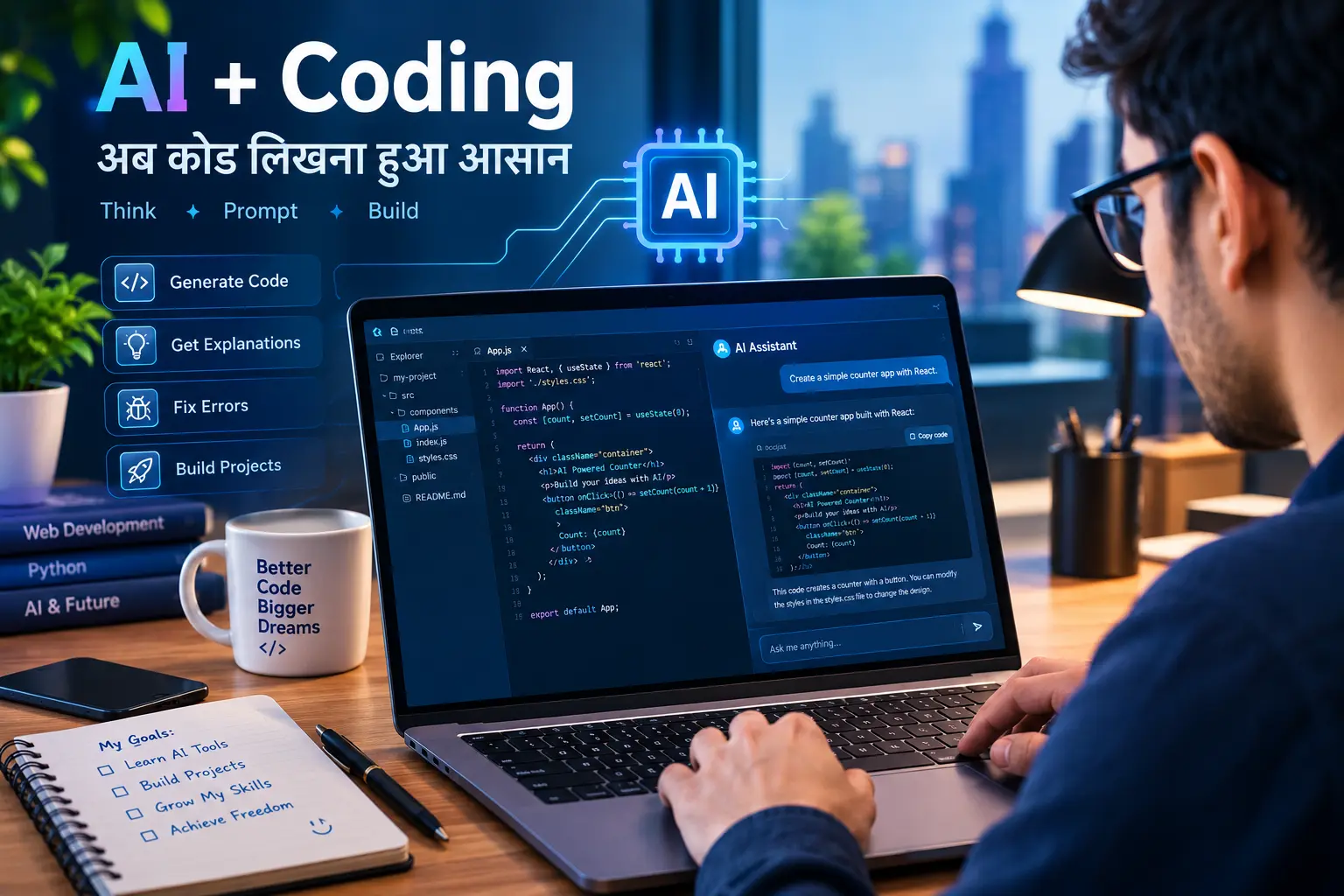 AI से Coding हुई आसान और AI की मदद से Code लिखते हुए डेवलपर