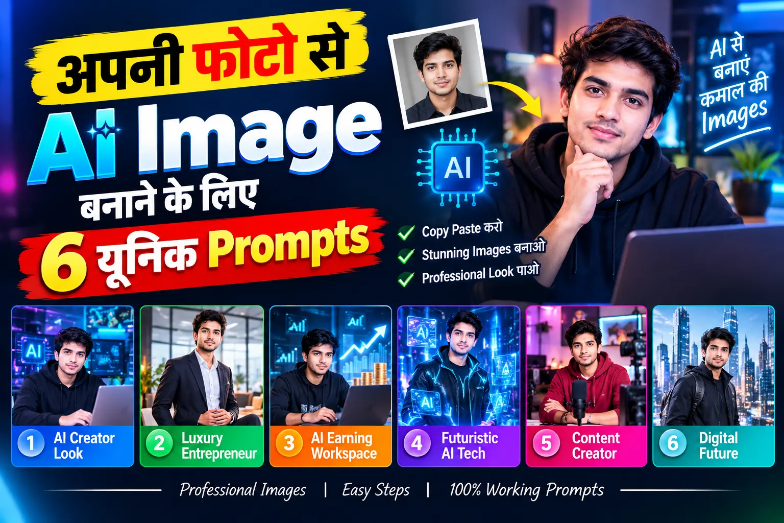 अपनी फोटो से AI Image बनाने के लिए 6 यूनिक AI Prompts